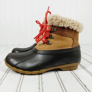 NEW Sperry Women's Top-Sider Faux Fur Suede Duck Waterproof Boots M350